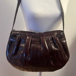 Brown Genuine Eel Shoulder Bag 14”x 9”